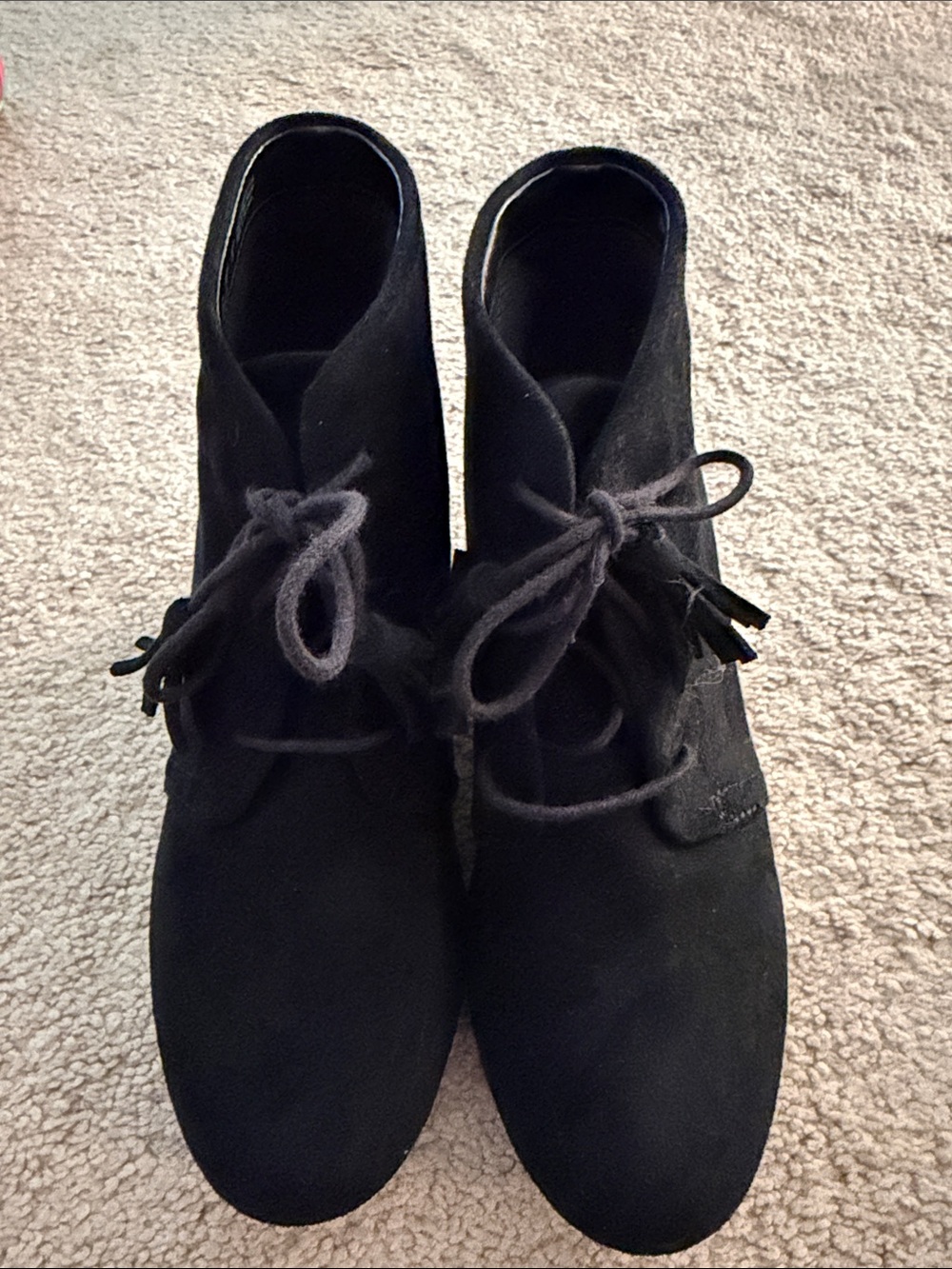 Dr. Scholl’s Black Suede Lace-Up wedge Ankle Boots Sz 7 M
